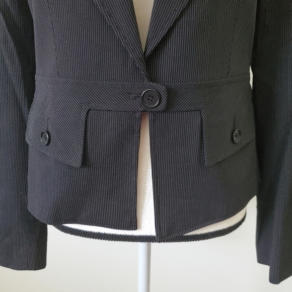 Reiss Goblin Cropped Striped Suite Blazer Jacket Wool Blend Size 14 - Picture 6 of 15
